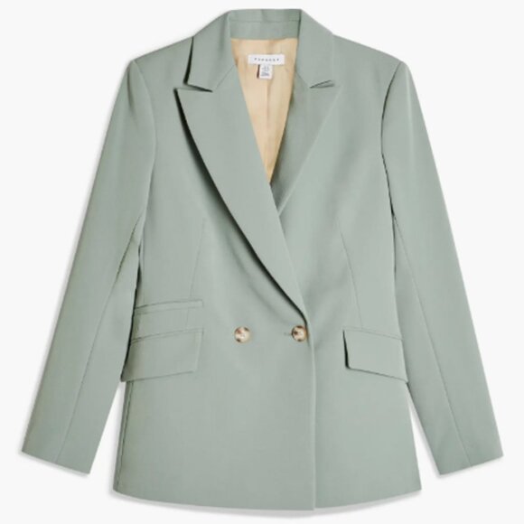 NEW Topshop Kiki Double Breasted Blazer Jacket Size 6 Sage Green Retro Chic $95 - Picture 3 of 16